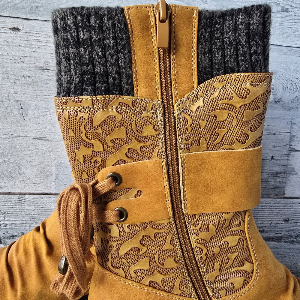 Rieker Dominika Water Resistant Winter Fall Mustard Yellow Boots Size 38 NEW - Picture 8 of 14